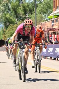 Chloe Spritz sprints for the finish line at 2024 SBT GRVL.